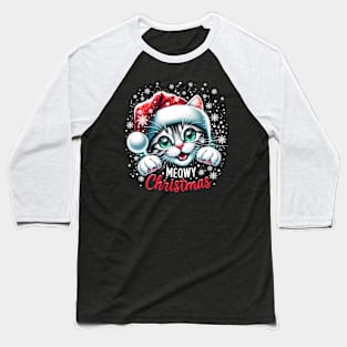 Christmas Cat In The Snowstorm Baseball T-Shirt